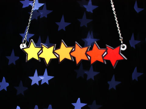 Gradient,Stars,Necklace,,Silver,Plated,Chain,,Tattoo,Style,stars, pendant, acrylic, laser cut
