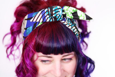 Reversible,Wired,Bow,Headband,,African,Prints,,Blues,with,Metallic,Spots,dolly bow headband, wired, tie hair band