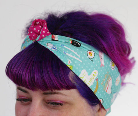 Reversible,Wired,Bow,Headband,,Sushi,with,Pink,and,White,Spots,dolly bow headband, wired, tie hair band