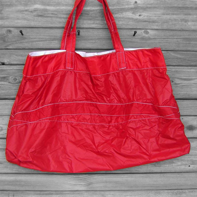 Large Red Nylon Ripstop Parachute Slider Tote Bag