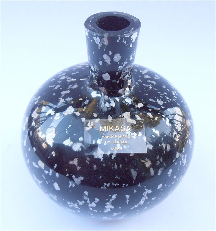 Vintage Flower Crystal Vase Kurata Mikasa Vase Black Kurata Vase Black