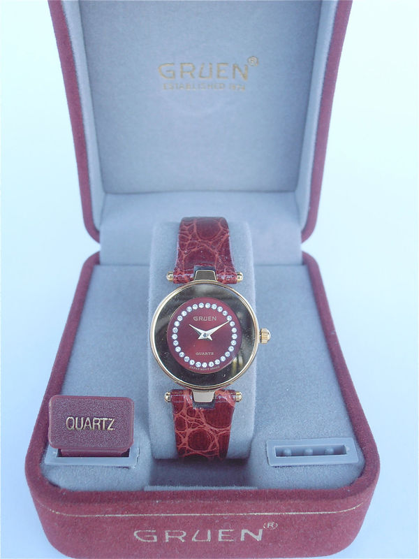 Vintage Gruen Watch Gruen Ladies Fine Watch Red Ladies Watch Maroon