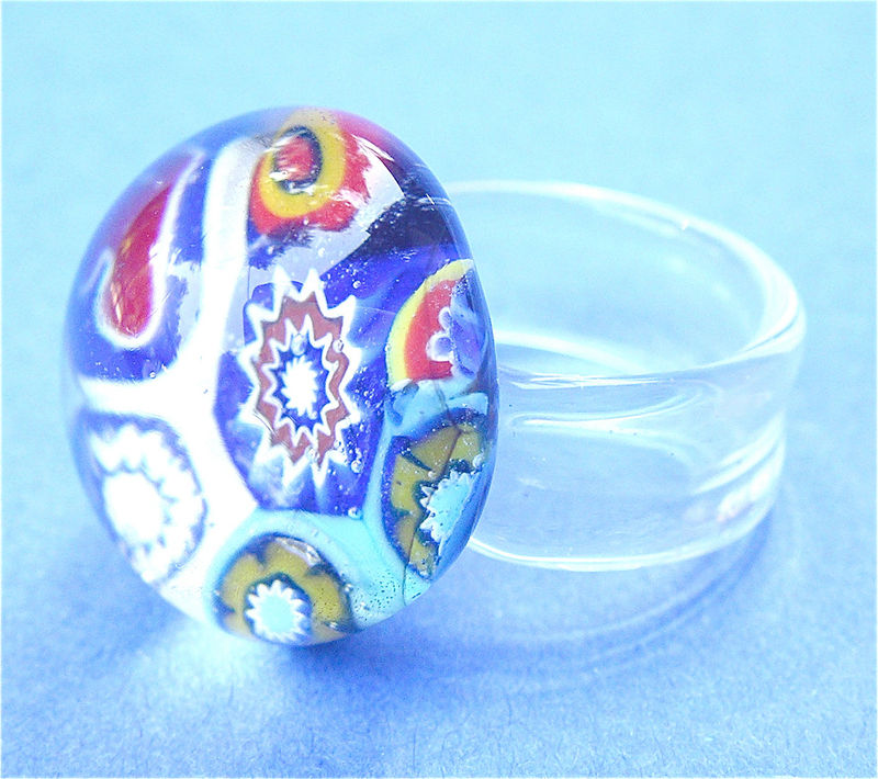 Vintage Ring Murano Crystal Ring Multicolored Ring Italian