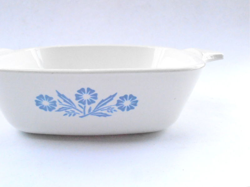 Vintage Cornflower Blue Petite Pan Small Casserole Bakeware Corningware White Ceramic Flowers