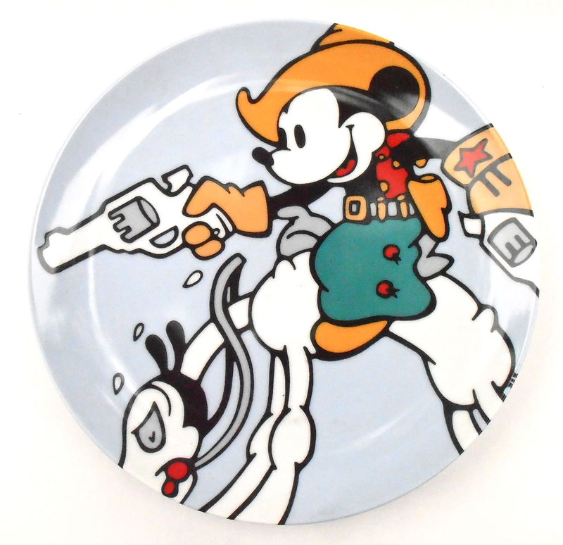 Vintage Two Gun Mickey Mouse Plate Charger Brenda White Series