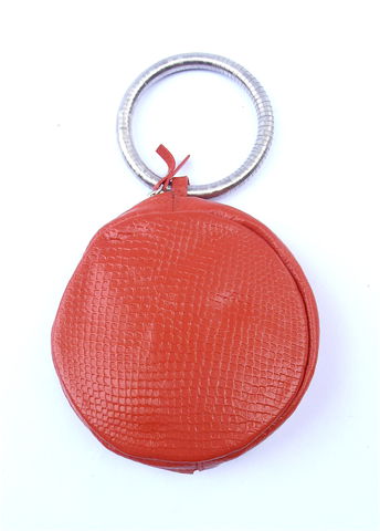 Breil,Orange,Snakeskin,Leather,Wristlet,breil stainless steel cuff bracelet,, beil jewelry, breil milan jewelry, breil leather wristlet, Italian handbag, breil pre owned, stainless steel bracelet, villa collezione, burnt orange color bag, authentic snakeskin bag, round wristlet, breil leather w