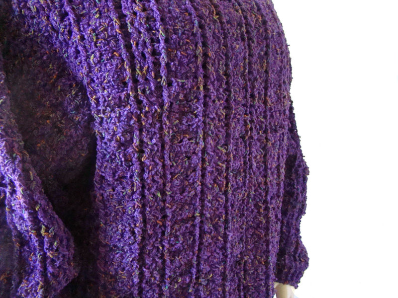 Plus Size Fisherman Sweater 2X - 3X, Plus Size Irish Sweater, Purple Aran Sweater - product images  of 