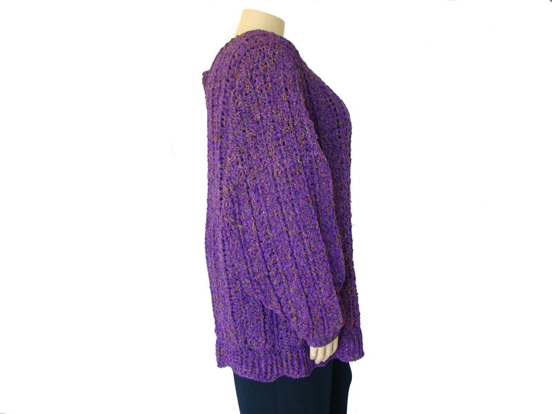 Plus Size Fisherman Sweater 2X - 3X, Plus Size Irish Sweater, Purple Aran Sweater - product images  of 