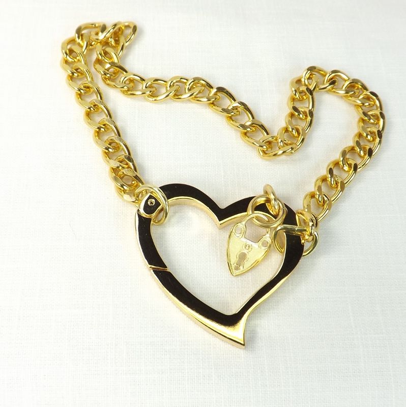 Day Collar Chain Choker BDSM Day Collar discreet Huge Heart Love slave