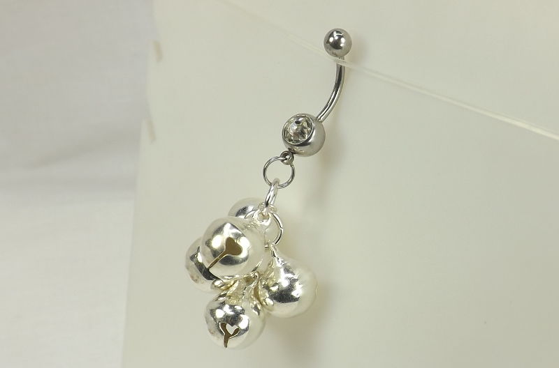 Rhinestone Navel Ring with bell charms piercing jewelry belly ring with