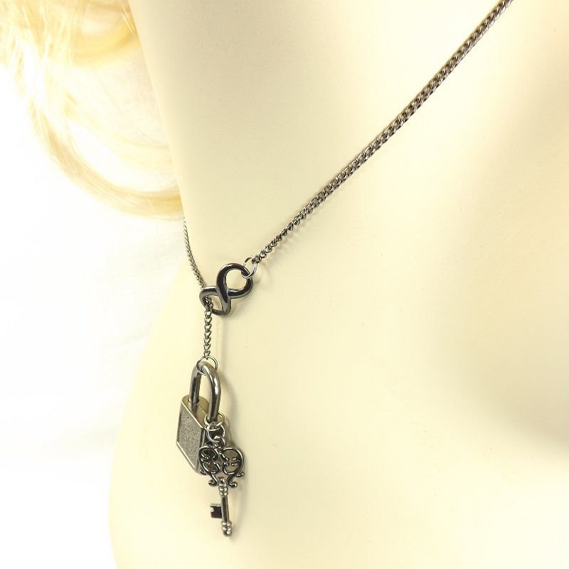 BDSM gift Infinity Necklace bdsm "lock and key" submissive gift Lariat