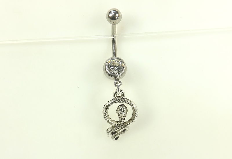 Dangle Belly Ring navel ring with Snake Charm belly button jewelry body