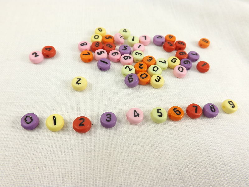Color Number Beads 0 to 9 round coin beads with numbers colored coin beads jewelry making craft