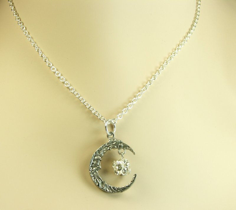 Crescent moon necklace Half moon necklace Moon Pendant with Rhinestones womens charm necklace - product image  