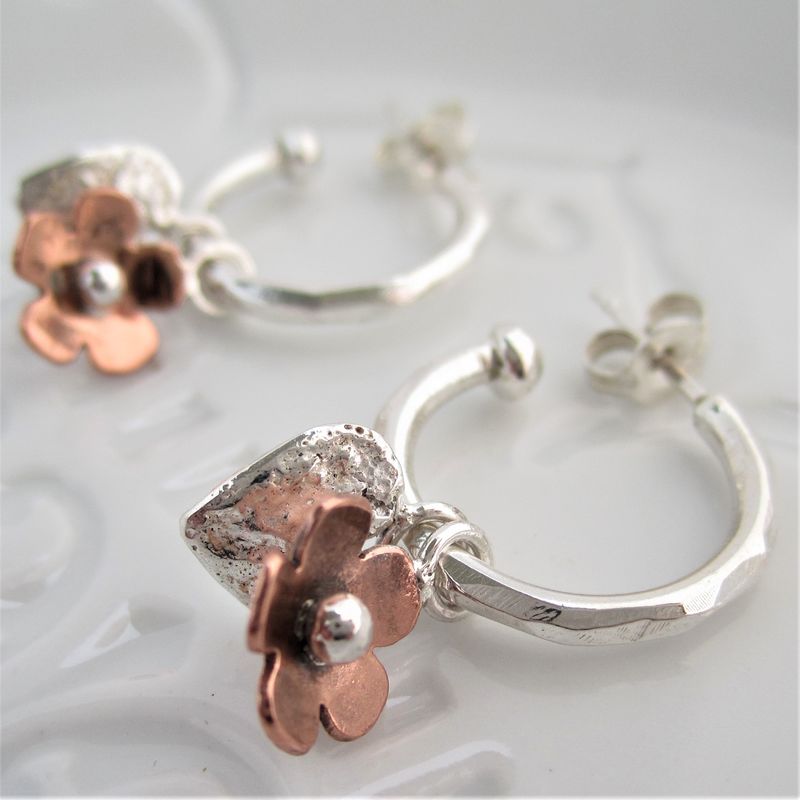 Forget Me Not Hoop Earrings Sterling silver nature inspired