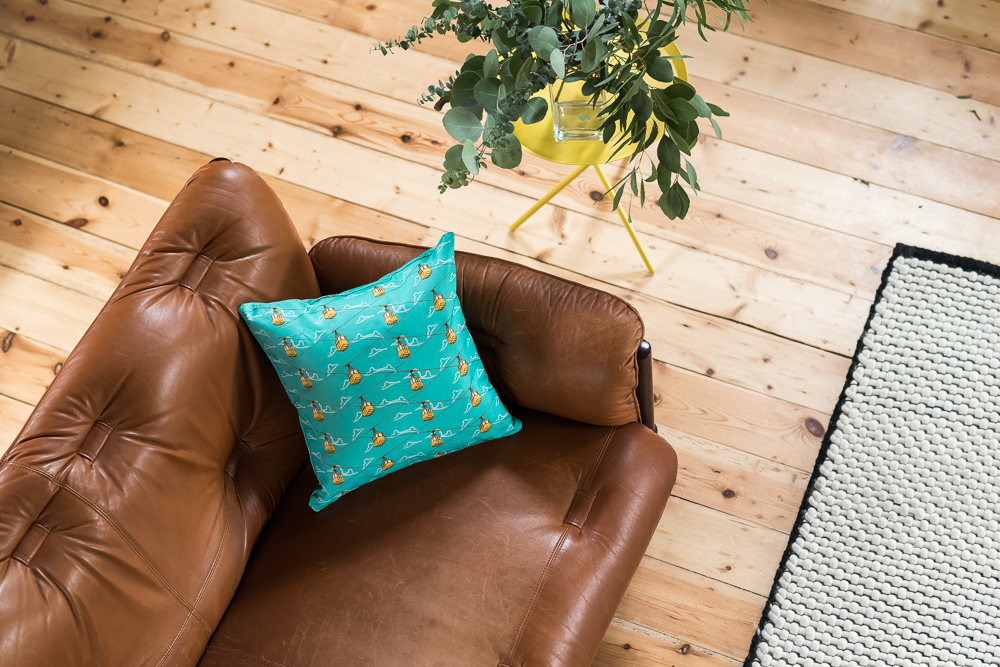 Cable Cars Blue Cushion