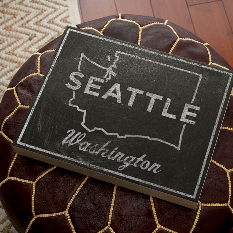 Seattle Art City State Art Box 11" x 14" Seattle Print Chalkboard Art