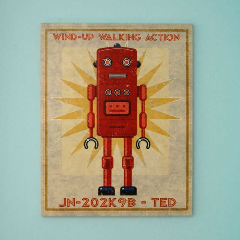 Retro Robot Tin Toy Art Box 16 in x 20 in - product images  of 
