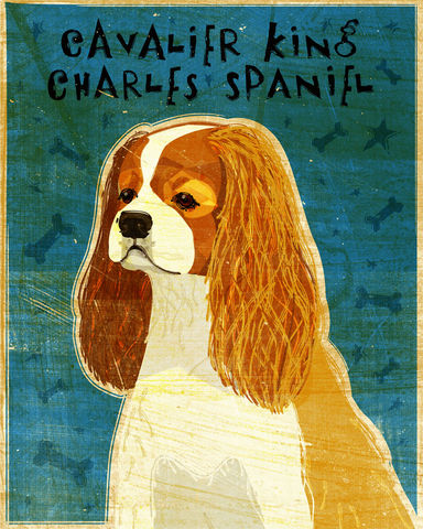 Cavalier,King,Charles,Spaniel,Print,-,Various,Colors,Art,Illustration,digital,whimsical,cute,dog,animal,cavalier,king,charles,paper,ink