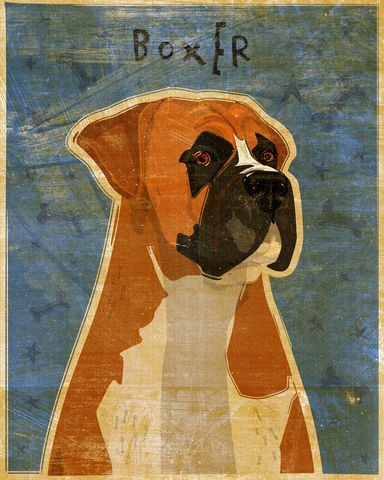 Boxer,Print,-,Various,Colors,Art,Illustration,digital,whimsical,cute,dog,animal,boxer,brindle,fawn,paper,ink