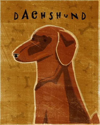 Dachshund,Print,-,Various,Colors,Art,Illustration,digital,whimsical,cute,dog,animal,dachshund,red,black and tan,paper,ink