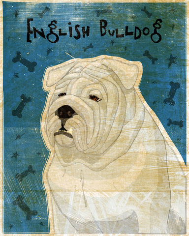 English,Bulldog,Print,-,Various,Colors,Art,Illustration,digital,whimsical,cute,dog,animal,english_bulldog,white,red,paper,ink