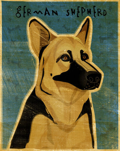 German,Shepherd,Print,-,Various,Colors,Art,Illustration,digital,whimsical,cute,dog,animal,german_shepherd,black,white,black_and_tan,paper,ink