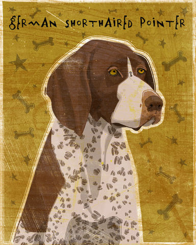 German,Short-Haired,Pointer,Print,-,Various,Colors,Art,Illustration,digital,whimsical,cute,dog,animals,animal,german, shorthaired,pointer,paper,ink