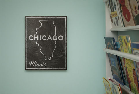 Chicago,City,State,Art,Box,-,11,in,x,14,Print,Chalkboard,Custom,Print,,Illinois,Chalkboard Art, Chicago Art, City Print, Vintage Look Art, Minimalist Art, Typography Art, Honeymoon Gift, United States Cities, Dorm Room Art, Living Room Office, Wedding Gift, Custom State Print, Illinois State Art