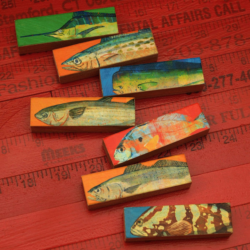 Fish Sticks - Saltwater Fish Art Block Set of 7 - product images  of 