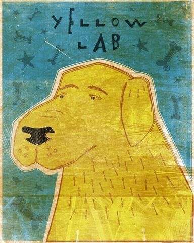 Yellow,Labrador,Print,8,in,x,10,Art,Illustration,digital,whimsical,cute,dog,labrador,retriever,animals,animal,yellow,paper,ink