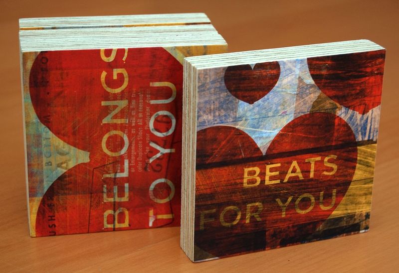 Heart Collage Series Art Blocks - Set of 4 - 4 in x 4 in - product images  of 
