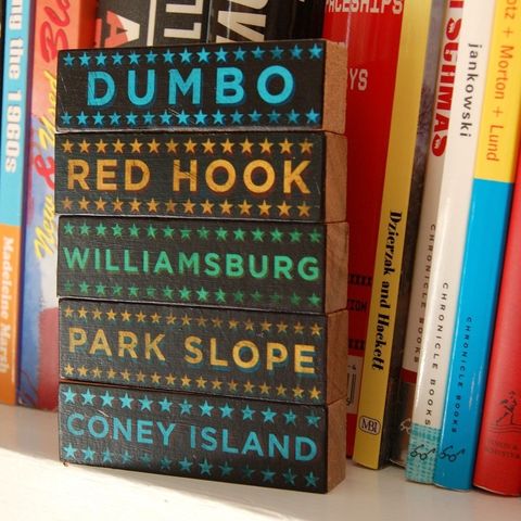 Brooklyn,Hoods,on,Wood,-,Five,Art,Block,Set,Pick,the,Illustration,Digital,wood,block,black,new_york,brooklyn,nyc,gift,coney_island,park_slope,neighborhood,type,graduation_gift,paper,ink,glue,sealer