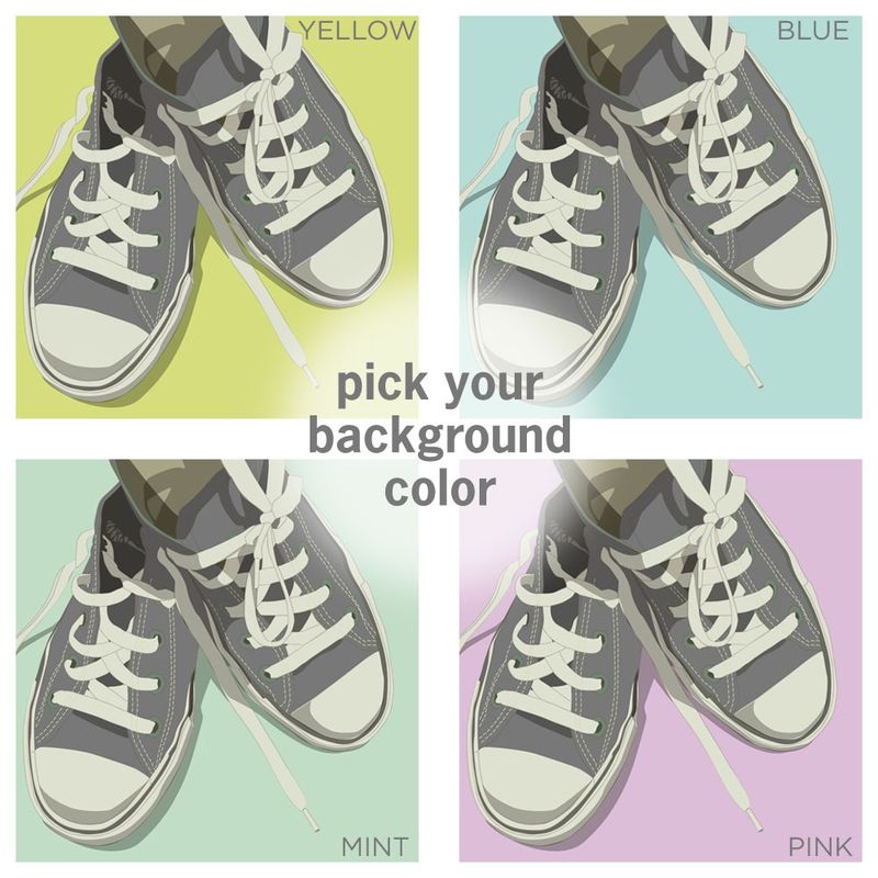 Lowtops Gray on Light Background 8 in x 8 in Print - U Pick the Color - product images  of 