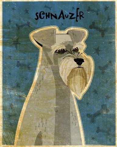 Schnauzer,Print,8,x,10,Art,Illustration,digital,whimsical,cute,dog,animals,animal,schnauzer,paper,ink