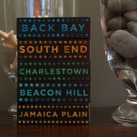 Boston,Hoods,on,Wood,-,Five,Art,Block,Set,Pick,the,Illustration,Digital,wood,block,black,gift,neighborhood,back_bay,beacon_hill,charlestown,south_end,jamaica_plain,boston,massachussets,paper,ink,glue,sealer