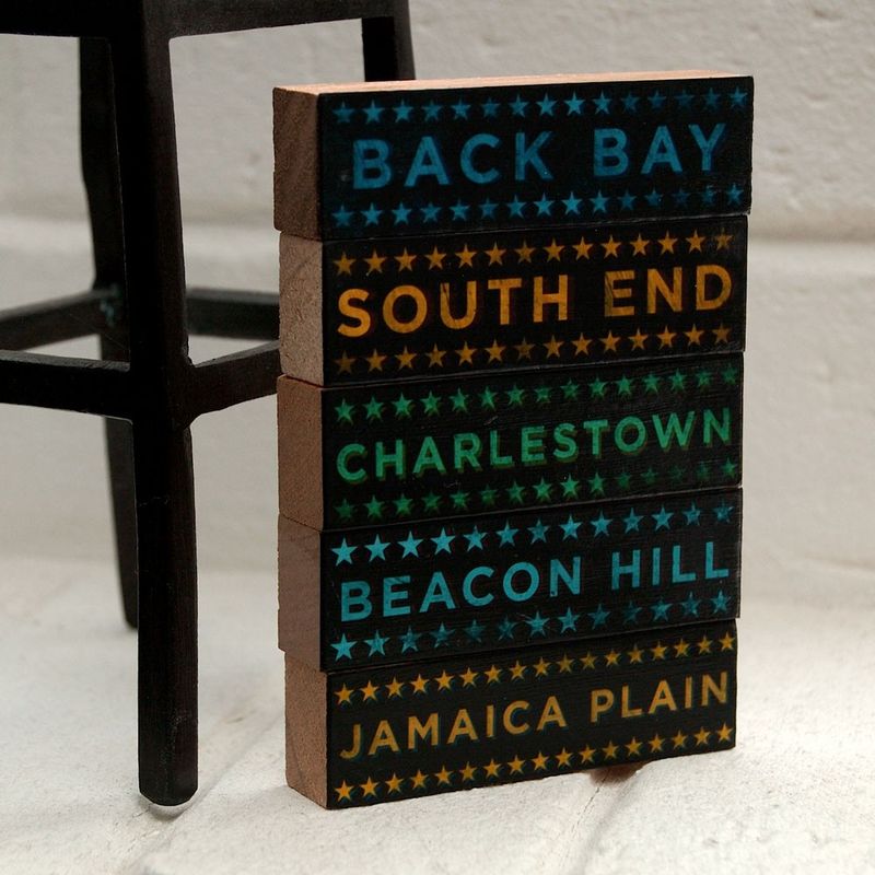 Boston Hoods on Wood - Five Art Block Set - Pick the Hoods - product images  of 
