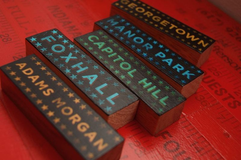 Washington DC Hoods on Wood - Five Art Block Set - Pick the Hoods - product images  of 