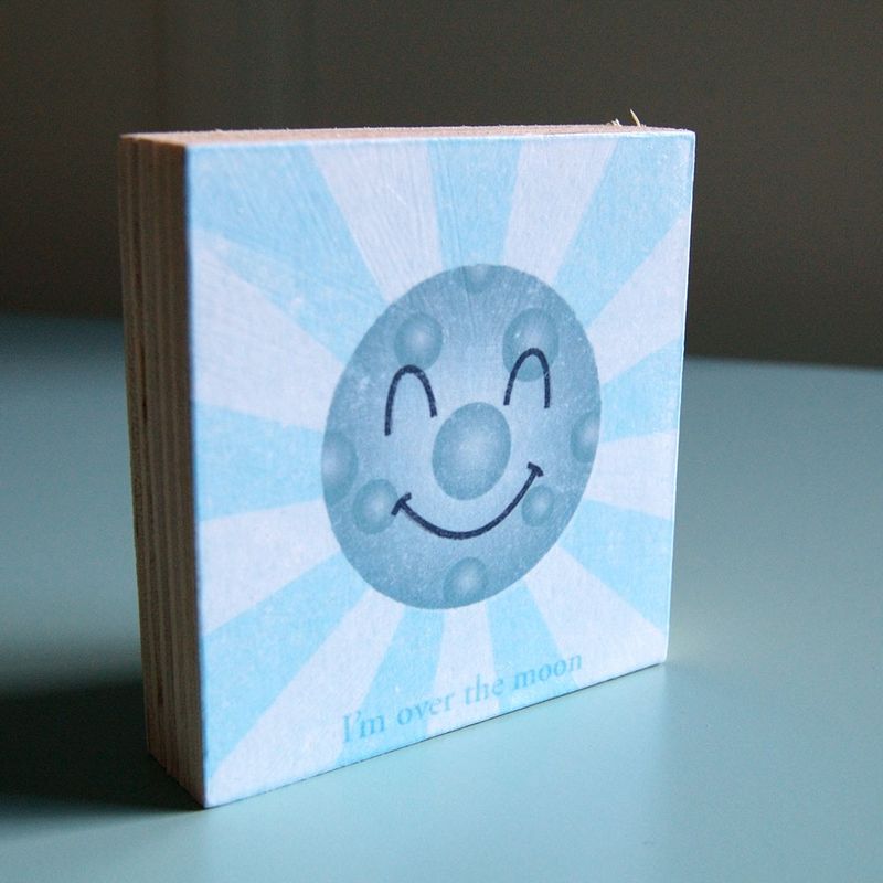 Happy Planets - World, Sunshine and Moon Art Blocks - Set of 3 - 3 in x 3 in - product images  of 