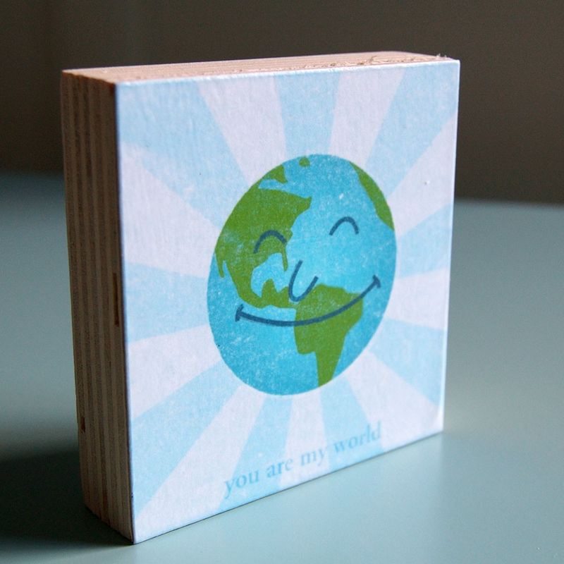 Happy Planets - World, Sunshine and Moon Art Blocks - Set of 3 - 3 in x 3 in - product images  of 