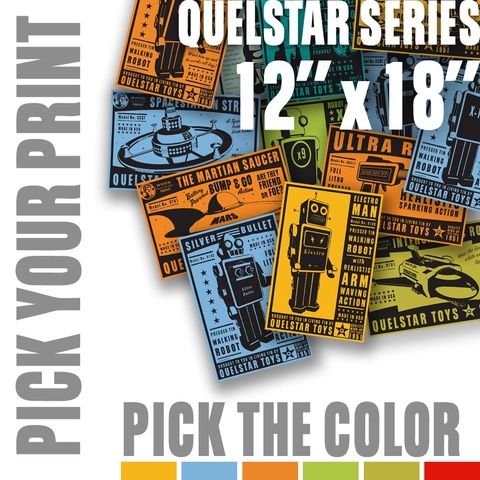Quelstar,Series,Pick,Your,Print,,a,Color,-,12,in,x,18,Art,Illustration,Digital,digital,paper,print,cute,children,rocket,robot,space,customize,ink