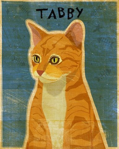 Ginger,Tabby,Print,8,x,10,Art,Illustration,digital,whimsical,cute,animals,animal,ginger,orange,tabby,cat,paper,ink