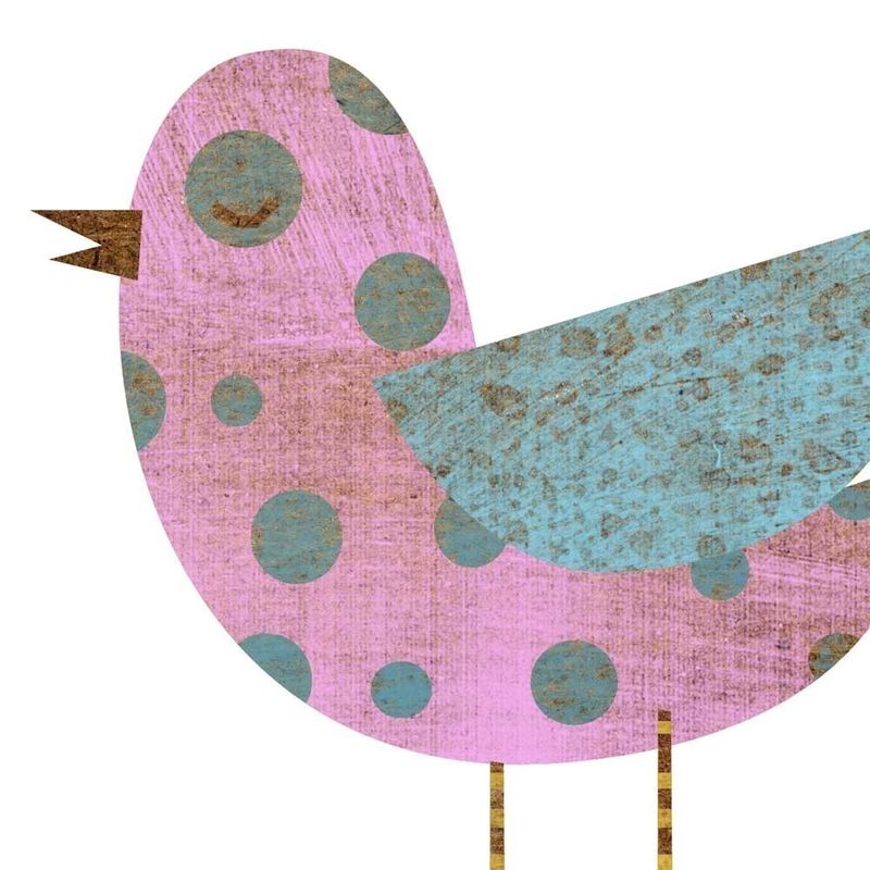 Pinkish Blue Polka Dot Bird Collage Print 5 in x 7 in - product images  of 