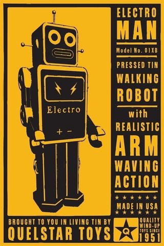 ElectroMan,Tin,Toy,Robot,Box,Art,Print,8,in,x,12,Digital,digital,paper,print,robot,cute,art,children