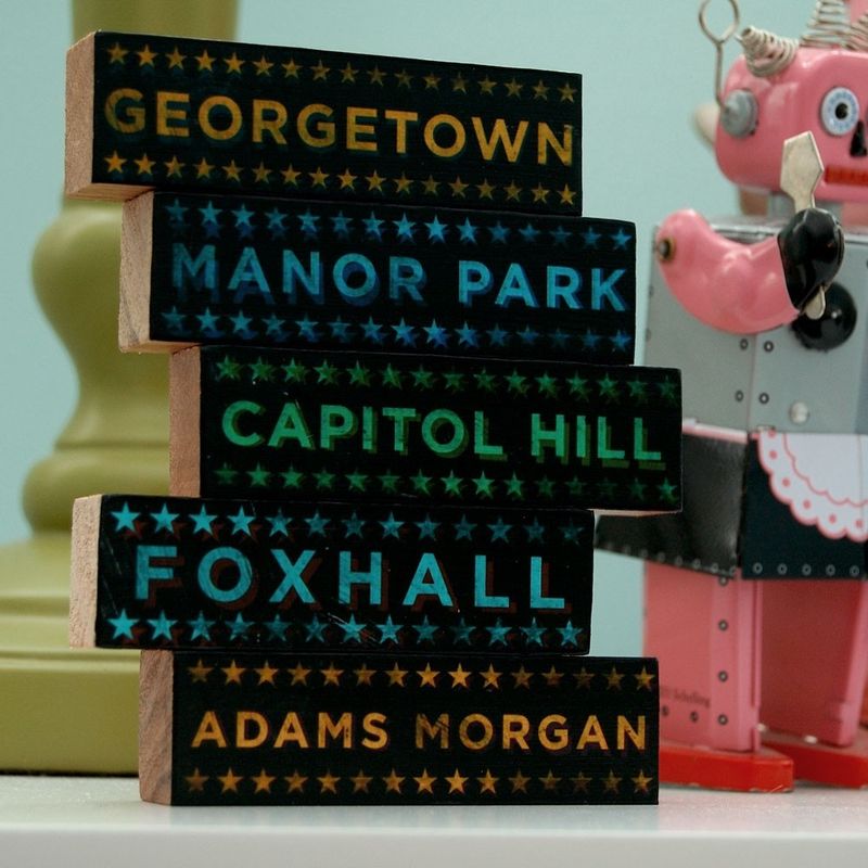 Hoods on Wood - Five Art Block Set - Any City, Pick Your Hoods - product images  of 