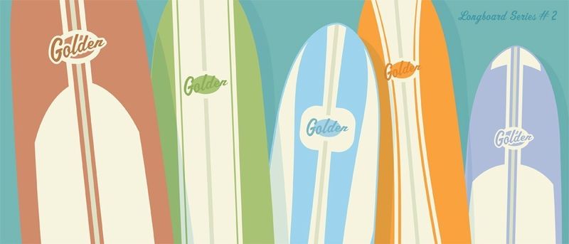 Golden Longboards Surfboard Print No.2 6 in x 14 in - product images