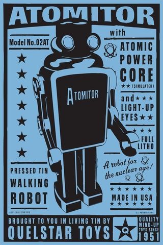 Atomitor,Tin,Toy,Robot,Box,Art,Print,8,in,x,12,Illustration,Digital,digital,paper,print,robot,cute,art,children