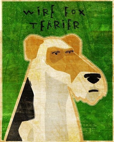 Wire,Fox,Terrier,Print,8,in,x,10,Art,Illustration,digital,whimsical,cute,dog,animal,paper,ink