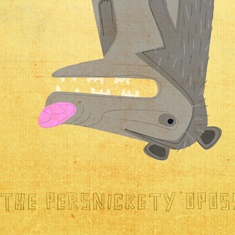 The,Persnickety,Opossum,Print,8,in,x,10,children,illustration,print,digital,animal,possum,opossum,art,yellow,gray,mustard_art,paper