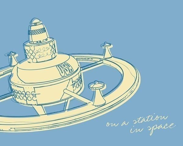 Lunastrella Robot, Space Station and Flying Saucer 8x10 Set of Three - product images  of 